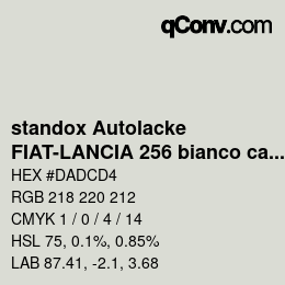 Código de color: standox Autolacke - FIAT-LANCIA 256 bianco caldo | qconv.com