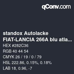 カラーコード: standox Autolacke - FIAT-LANCIA 266A blu atlantic/nobile OEM 2006 | qconv.com