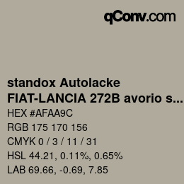 Farbcode: standox Autolacke - FIAT-LANCIA 272B avorio silk/vanitoso OEM 2006 | qconv.com