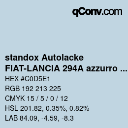 Color code: standox Autolacke - FIAT-LANCIA 294A azzurro casanova OEM 2006 | qconv.com