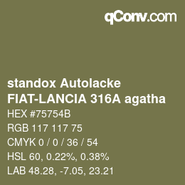 Color code: standox Autolacke - FIAT-LANCIA 316A agatha | qconv.com