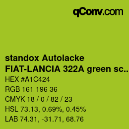 カラーコード: standox Autolacke - FIAT-LANCIA 322A green scandal | qconv.com