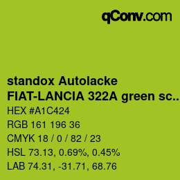 Code couleur: standox Autolacke - FIAT-LANCIA 322A green scandal | qconv.com