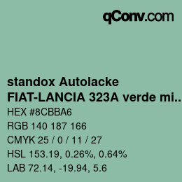 Color code: standox Autolacke - FIAT-LANCIA 323A verde mistral | qconv.com