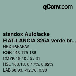 Color code: standox Autolacke - FIAT-LANCIA 325A verde brezza | qconv.com