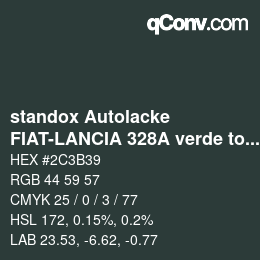 Color code: standox Autolacke - FIAT-LANCIA 328A verde tormalina | qconv.com