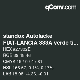 Código de color: standox Autolacke - FIAT-LANCIA 333A verde tivoli | qconv.com