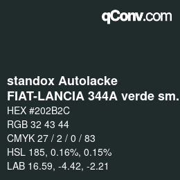 Farbcode: standox Autolacke - FIAT-LANCIA 344A verde smeraldo mic | qconv.com