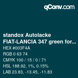 Color code: standox Autolacke - FIAT-LANCIA 347 green forest | qconv.com