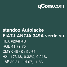 Color code: standox Autolacke - FIAT-LANCIA 349A verde susa | qconv.com