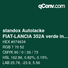 Color code: standox Autolacke - FIAT-LANCIA 352A verde intensive | qconv.com