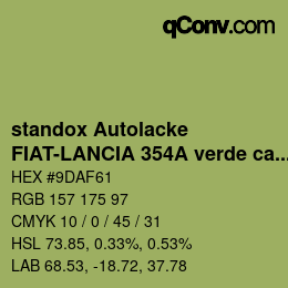 Color code: standox Autolacke - FIAT-LANCIA 354A verde campo | qconv.com