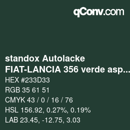 Color code: standox Autolacke - FIAT-LANCIA 356 verde aspen | qconv.com