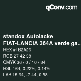 Color code: standox Autolacke - FIAT-LANCIA 364A verde gardena | qconv.com