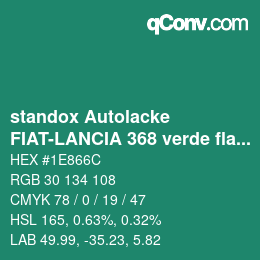 Code couleur: standox Autolacke - FIAT-LANCIA 368 verde flag | qconv.com