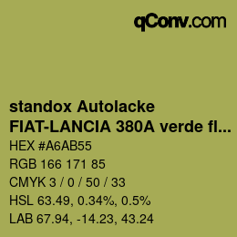 Code couleur: standox Autolacke - FIAT-LANCIA 380A verde fluo | qconv.com