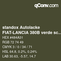 Code couleur: standox Autolacke - FIAT-LANCIA 380B verde schietto OEM 2006 | qconv.com