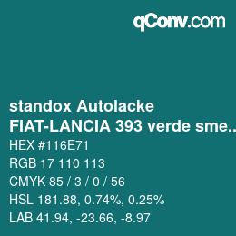 Color code: standox Autolacke - FIAT-LANCIA 393 verde smeraldo | qconv.com