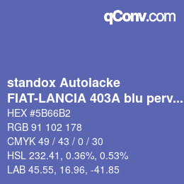 Código de color: standox Autolacke - FIAT-LANCIA 403A blu pervinca lancia | qconv.com