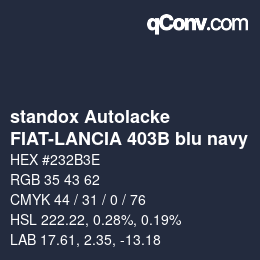 Color code: standox Autolacke - FIAT-LANCIA 403B blu navy | qconv.com