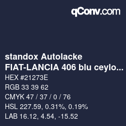 Color code: standox Autolacke - FIAT-LANCIA 406 blu ceylon | qconv.com