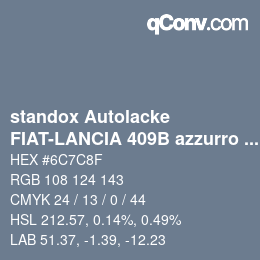 Color code: standox Autolacke - FIAT-LANCIA 409B azzurro sinfonia | qconv.com