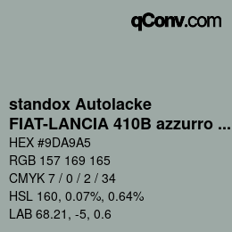 Código de color: standox Autolacke - FIAT-LANCIA 410B azzurro ghiaccio | qconv.com