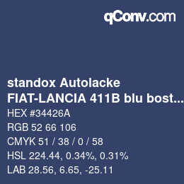 Color code: standox Autolacke - FIAT-LANCIA 411B blu boston | qconv.com