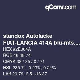 Color code: standox Autolacke - FIAT-LANCIA 414A blu-mts. lancia | qconv.com