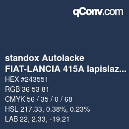 Color code: standox Autolacke - FIAT-LANCIA 415A lapislazzulo lancia | qconv.com