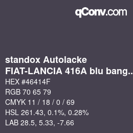 Color code: standox Autolacke - FIAT-LANCIA 416A blu bangkok | qconv.com