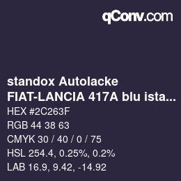Farbcode: standox Autolacke - FIAT-LANCIA 417A blu istanbul | qconv.com
