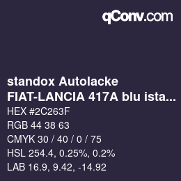 Código de color: standox Autolacke - FIAT-LANCIA 417A blu istanbul | qconv.com