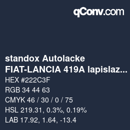 Color code: standox Autolacke - FIAT-LANCIA 419A lapislazzulo scuro lancia | qconv.com