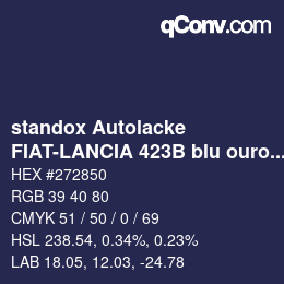 Código de color: standox Autolacke - FIAT-LANCIA 423B blu ouro preto | qconv.com