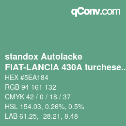 Código de color: standox Autolacke - FIAT-LANCIA 430A turchese flash | qconv.com