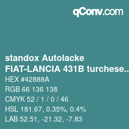 Color code: standox Autolacke - FIAT-LANCIA 431B turchese bio | qconv.com