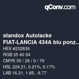 Código de color: standox Autolacke - FIAT-LANCIA 434A blu ponza lancia | qconv.com