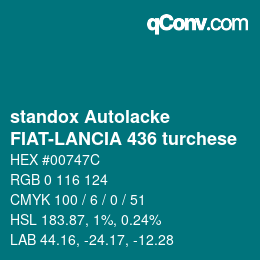 Color code: standox Autolacke - FIAT-LANCIA 436 turchese | qconv.com
