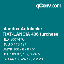 Código de color: standox Autolacke - FIAT-LANCIA 436 turchese | qconv.com