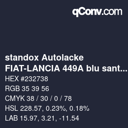 Code couleur: standox Autolacke - FIAT-LANCIA 449A blu santiago | qconv.com