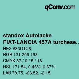 カラーコード: standox Autolacke - FIAT-LANCIA 457A turchese festival | qconv.com