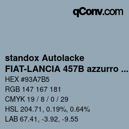 Color code: standox Autolacke - FIAT-LANCIA 457B azzurro OEM 2006 | qconv.com