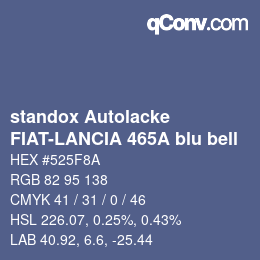 Código de color: standox Autolacke - FIAT-LANCIA 465A blu bell | qconv.com