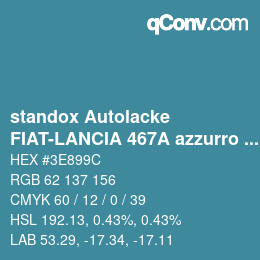 Code couleur: standox Autolacke - FIAT-LANCIA 467A azzurro rialto | qconv.com