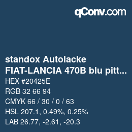 Color code: standox Autolacke - FIAT-LANCIA 470B blu pitti | qconv.com