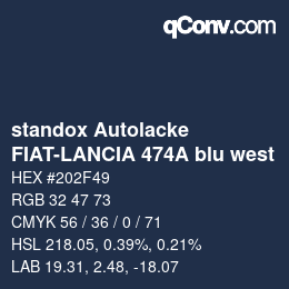 Farbcode: standox Autolacke - FIAT-LANCIA 474A blu west | qconv.com