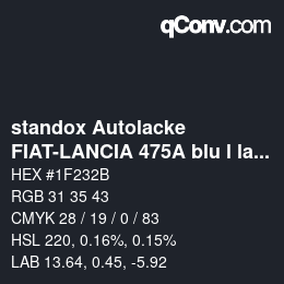 Color code: standox Autolacke - FIAT-LANCIA 475A blu l lancia | qconv.com
