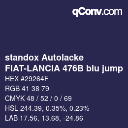 Color code: standox Autolacke - FIAT-LANCIA 476B blu jump | qconv.com