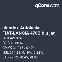 Color code: standox Autolacke - FIAT-LANCIA 478B blu jag | qconv.com